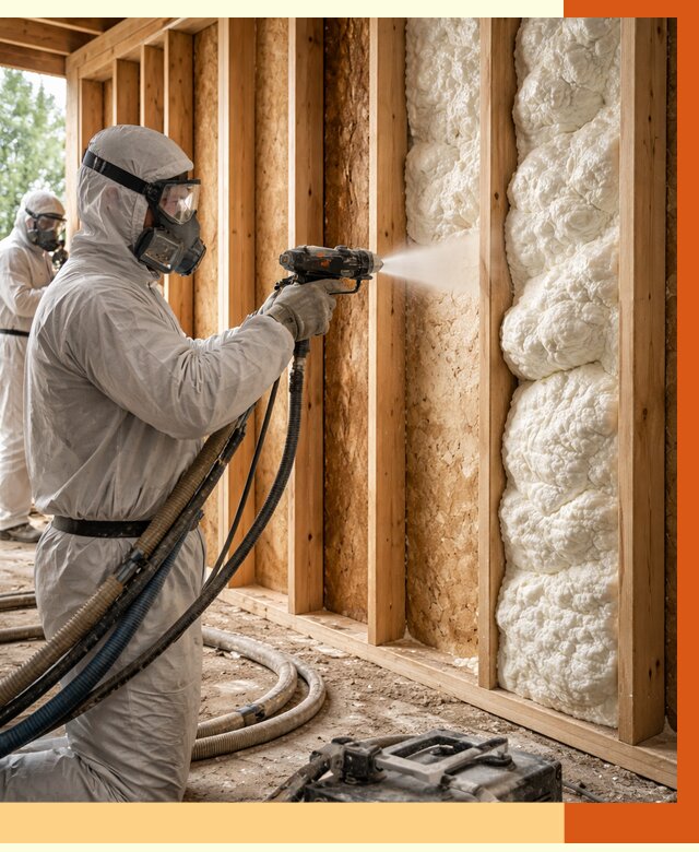 Утепление каркасного дома ППУ в Инте от 2840 руб./м2 — работа под ключ | ТепломастерИнт