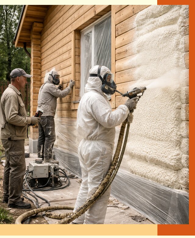 Утепление дома из бруса ППУ в Инте от 3905 руб/м2 под ключ | ТепломастерИнт