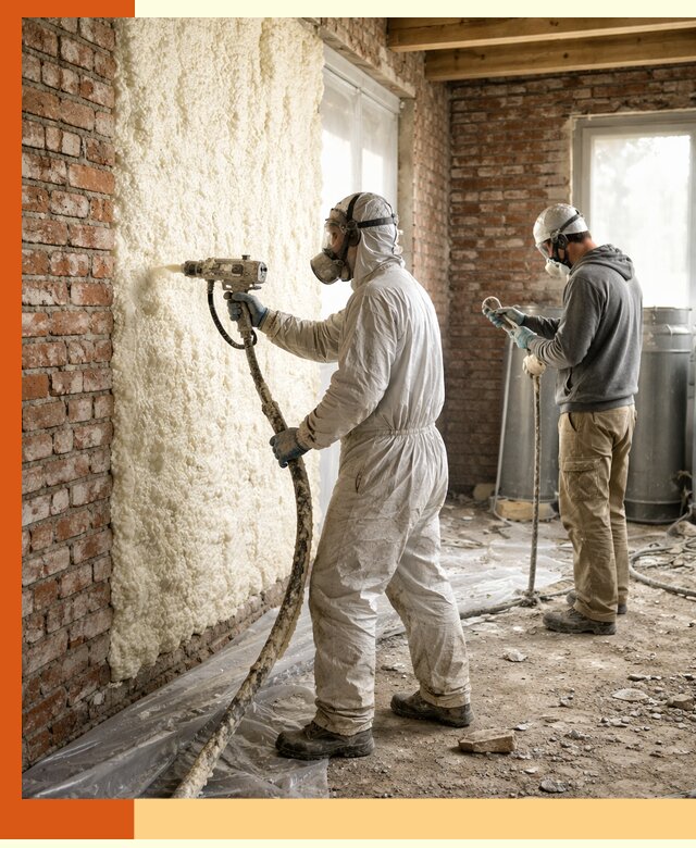 Утепление кирпичного дома пенополиуретаном в Инте