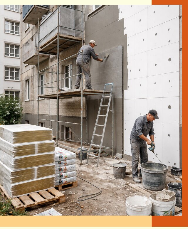 Утепление квартиры снаружи в Инте от 6237 руб/м2 под ключ | ТепломастерИнт