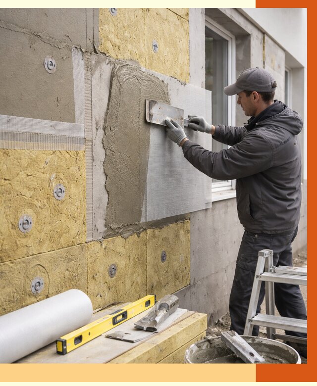 Утепление фасада под штукатурку в Инте от 4260 руб/м2 — монтаж пенопластом и минватой | ТепломастерИнт