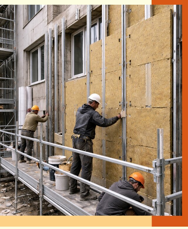 Утепление вентилируемого фасада в Инте от 5680 руб/м2 — монтаж и утепление вентфасад | ТепломастерИнт