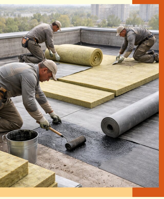 Утепление плоской крыши в Инте от 7302 руб./м2 под ключ | ТепломастерИнт