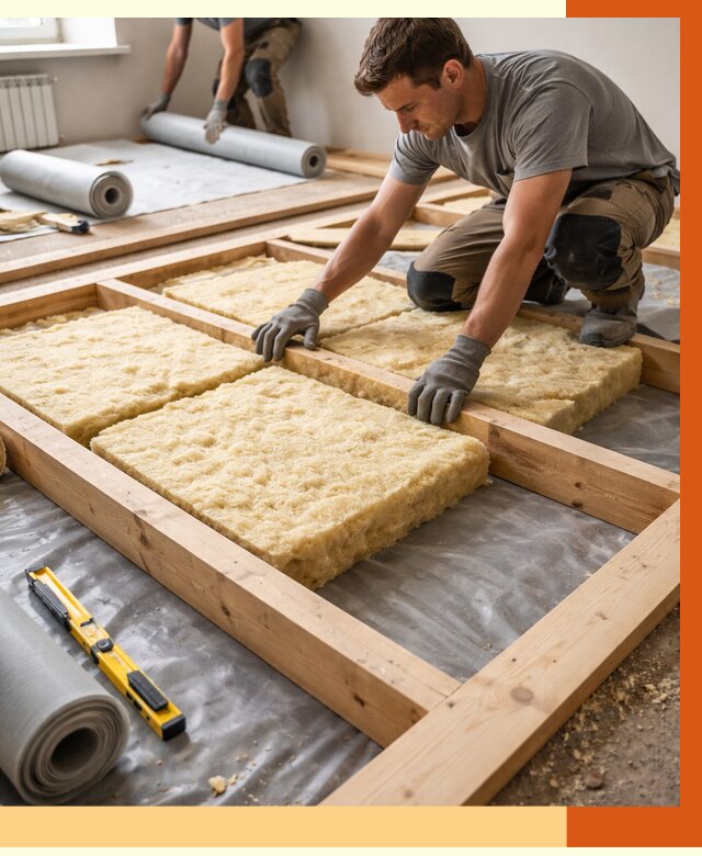 Утепление деревянного пола в Инте от 1521 руб./м2 под ключ | ТепломастерИнт