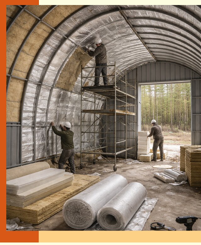 Утепление арочного ангара под ключ в Инте