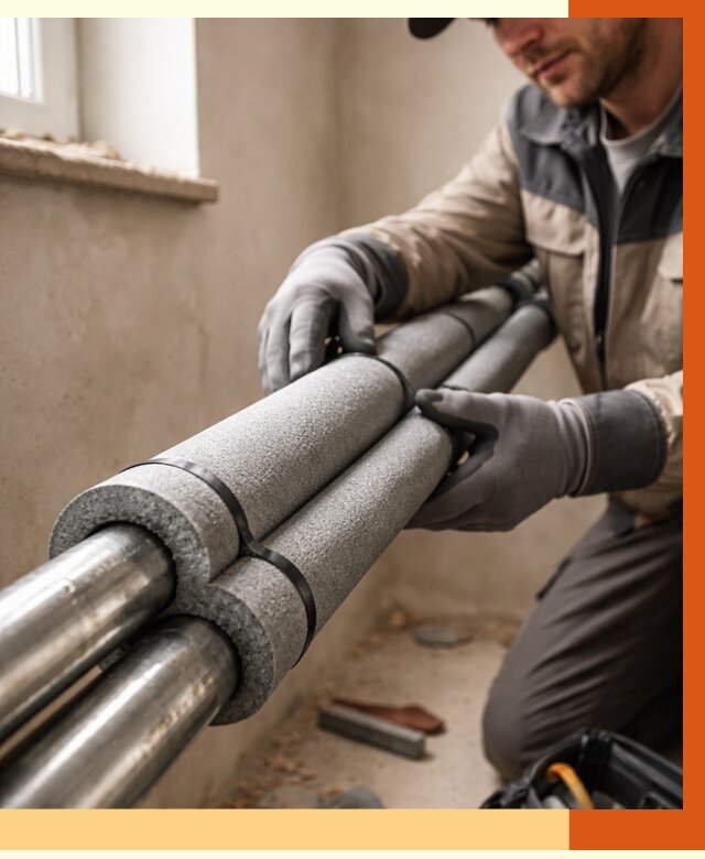 Утепление труб отопления в Инте от 2890 руб. за м² — услуги под ключ | ТепломастерИнт