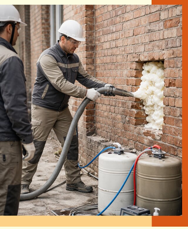 Заливка ППУ в пустоты кирпичной стены в Инте от 2789 руб. | ТепломастерИнт