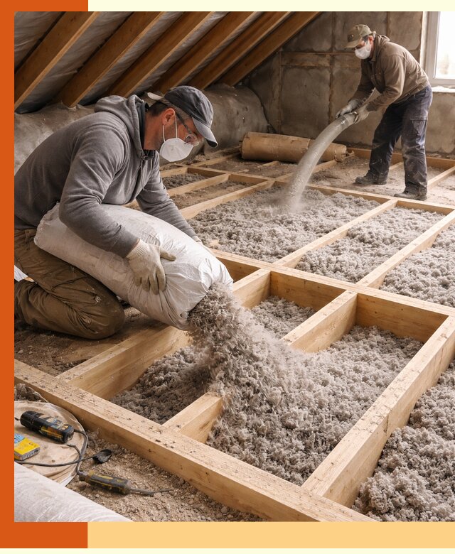 Заполнение полостей чердачного перекрытия в Инте качественно и надёжно