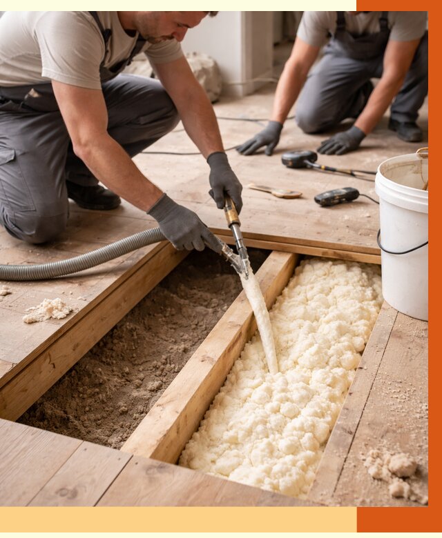 Заполнение пустот пола в Инте от 2738 руб. — утепление пустот пола под ключ | ТепломастерИнт