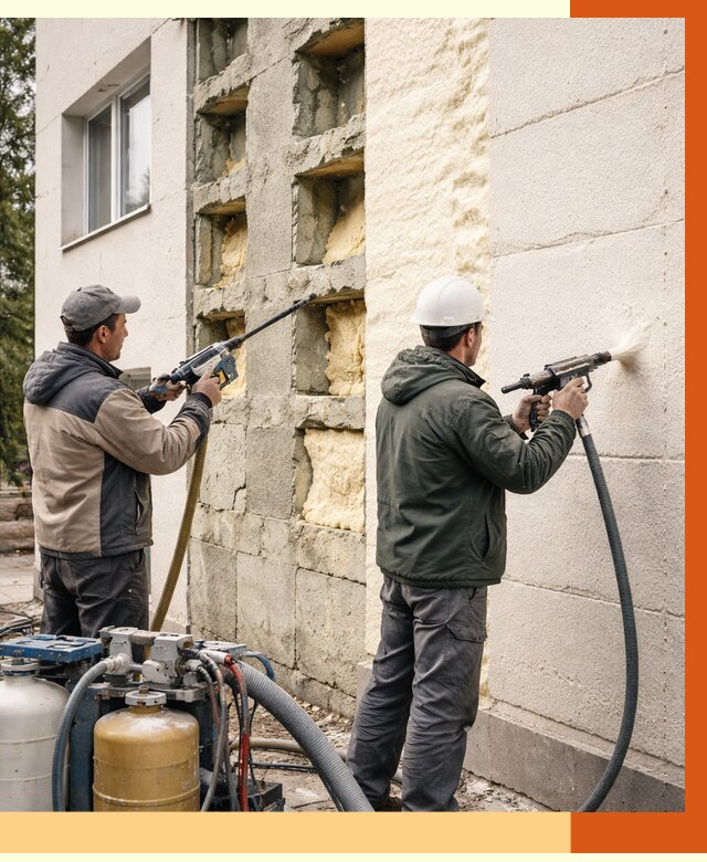 Заполнение пустот фасада в Инте от 4564 руб. — утепление пустот облицовки | ТепломастерИнт