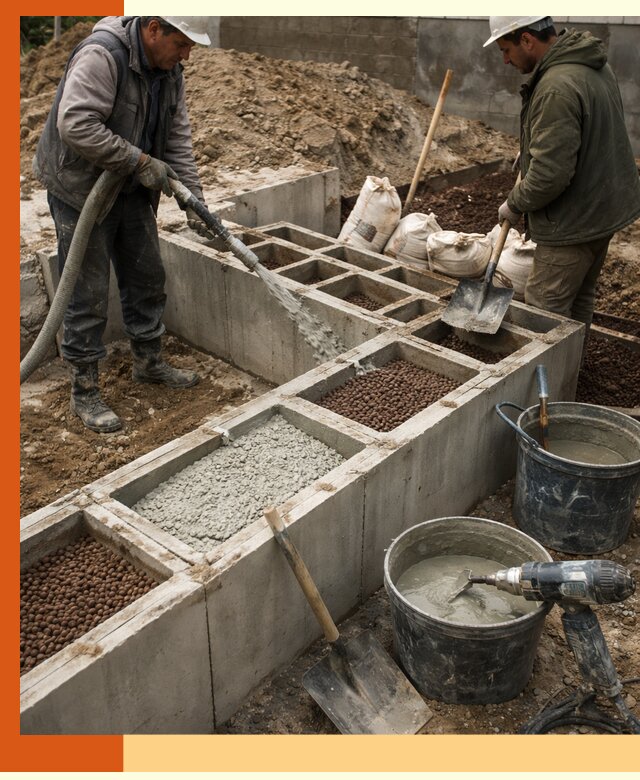 Заполнение полостей фундамента в Инте герметичным утеплением и повышением прочности