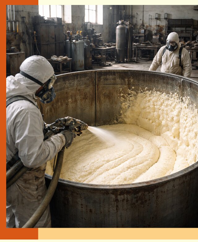 Заливка ппу в емкости с полной изоляцией и герметизацией в Инте