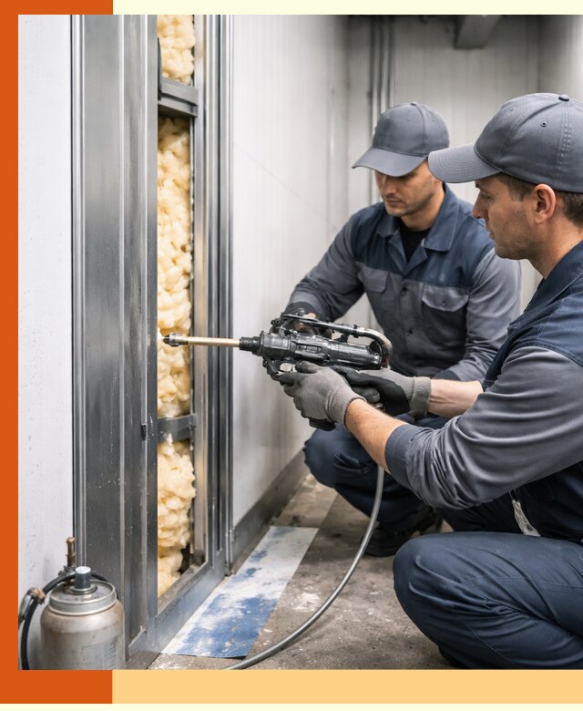 Заполнение пустот холодильных панелей в Инте специализированной пеной