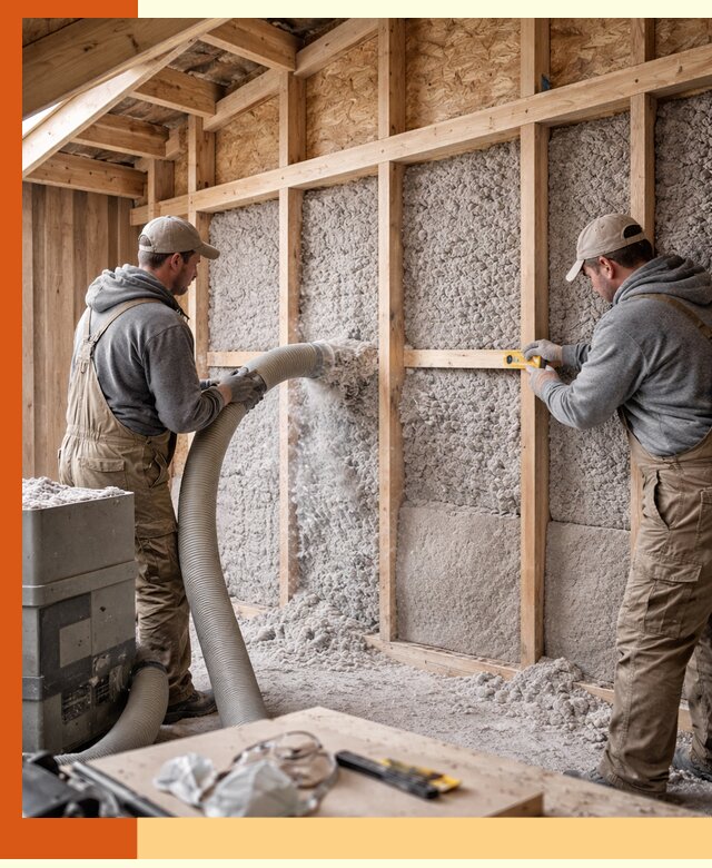 Утепление эковатой стен, потолков и перекрытий в Инте