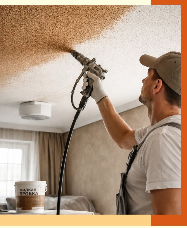 Утепление потолка жидкой пробкой в Инте от 3550 руб. | ТепломастерИнт