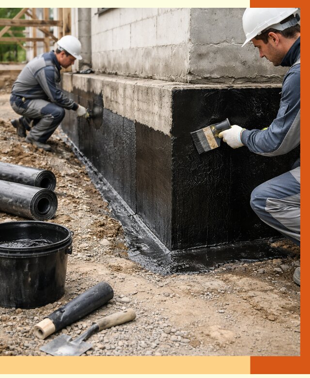 Гидроизоляция фундамента в Инте от 1268 руб. — профессионально, под ключ | ТепломастерИнт