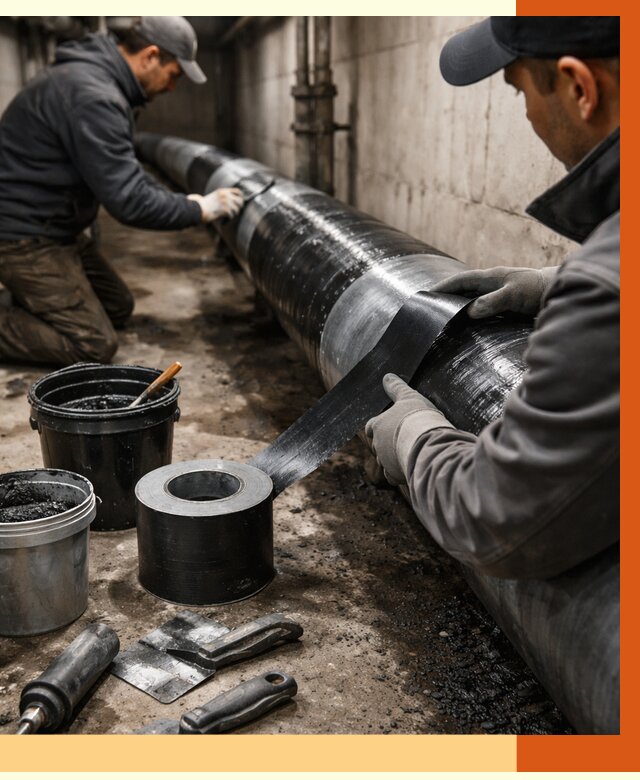 Гидроизоляция труб в Инте от 2536 руб. — профессиональная герметизация | ТепломастерИнт