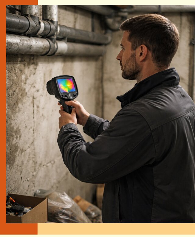 Тепловизионное обследование подвала в Инте для поиска утечек тепла