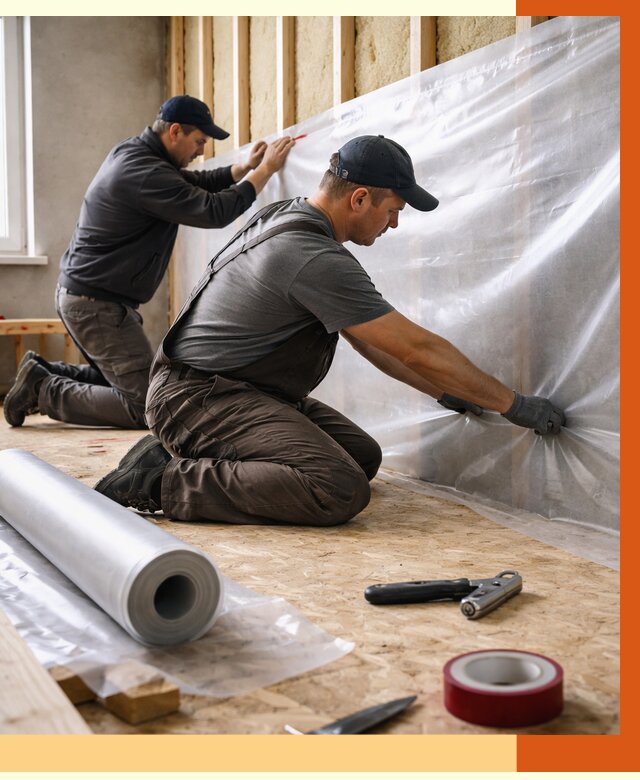 Монтаж пароизоляции в Инте от 2536 руб. — установка и укладка под ключ | ТепломастерИнт