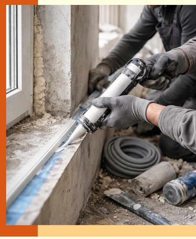 Герметизация стыков и примыканий зданий в Инте