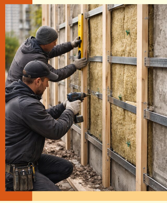 Монтаж обрешетки под утепление зданий и квартир в Инте